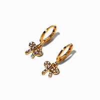 C LUXE by Claire's 18k Yellow Gold Plated Crystal Bow Dangling Hoop Earrings