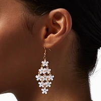 White Daisy Chandelier Drop Earrings