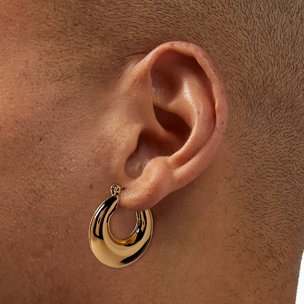 Gold-tone Flat Front Hoop Earrings