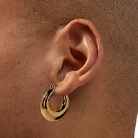 Gold-tone Flat Front Hoop Earrings