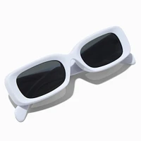 White Puffy Slim Rectangle Sunglasses