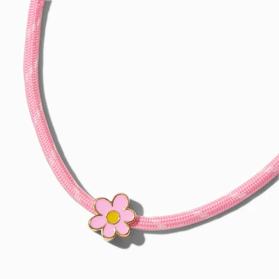 Pink Rope Flower Pendant Necklace