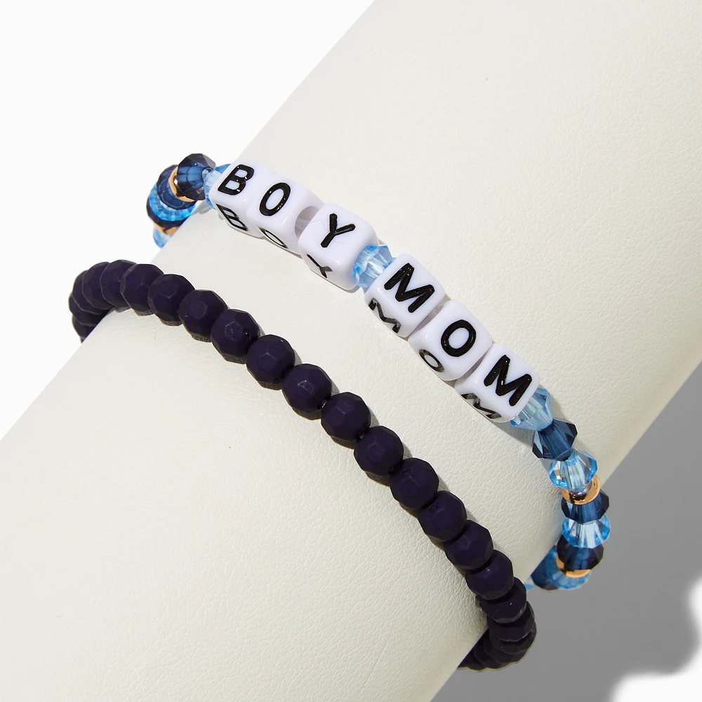 Mommy & Me Beaded "Boy Mom" Stretch Bracelets - 2 Pack