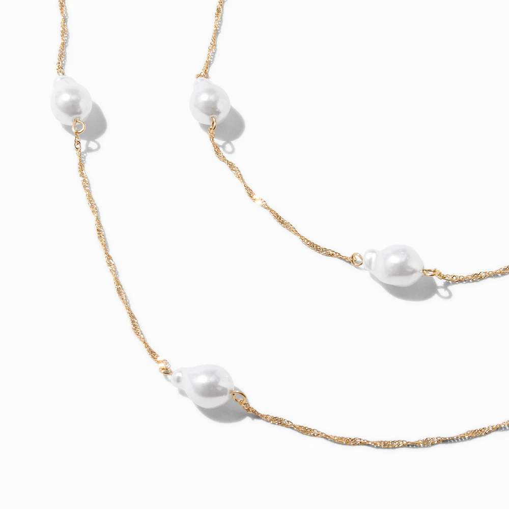 Gold-tone Pearl Multi-Strand Necklace