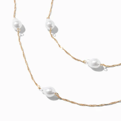 Gold-tone Pearl Multi-Strand Necklace