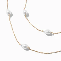 Gold-tone Pearl Multi-Strand Necklace