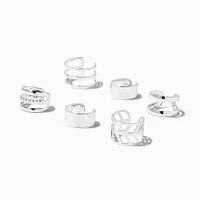Silver-tone Geometric Ear Cuffs - 6 Pack