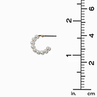 Gold-tone Pearl & Crystal Hoop Earring Stackables - 3 Pack 