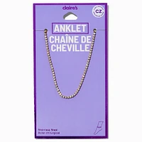 Gold-tone Stainless Steel Cubic Zirconia Dainty Tennis Anklet