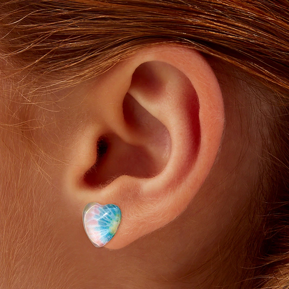 Tie Dye Heart Stud Earrings