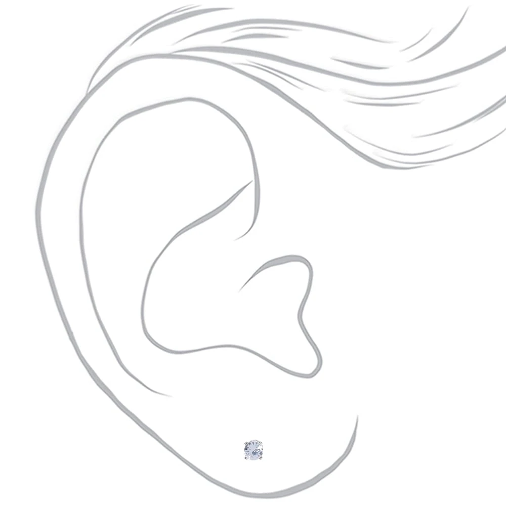 Silver-tone Cubic Zirconia Round 4mm Stud Earrings