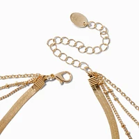 Gold-tone Chain & Pearl Multi-Strand Necklace 