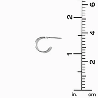 Silver-tone Cubic Zirconia Studs & White Enamel Hoop Earrings - 3 Pack