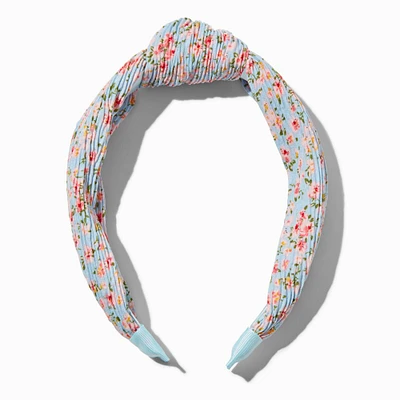 Pleated Blue Floral Knotted Headband