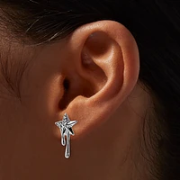 Silver-tone Crystal Dripping Star Stud Earrings 