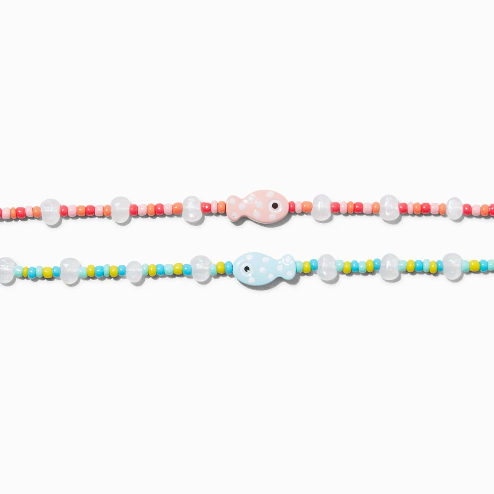 Best Friends Fish Beaded Choker Necklaces - 2 Pack