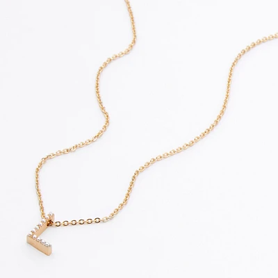Gold-tone Pearl Initial Pendant Necklace - L
