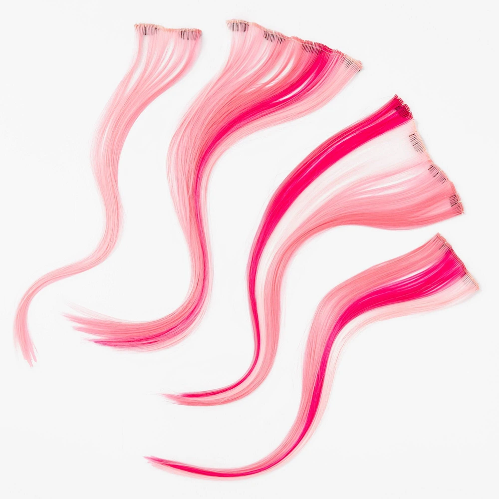 Pink Ombré Faux Hair Clip In Extensions - 4 Pack