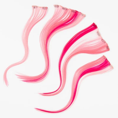 Pink Ombré Faux Hair Clip In Extensions - 4 Pack