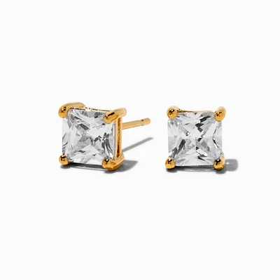 C LUXE by Claire's 18kt Gold Plated Cubic Zirconia 6mm Square Stud Earrings