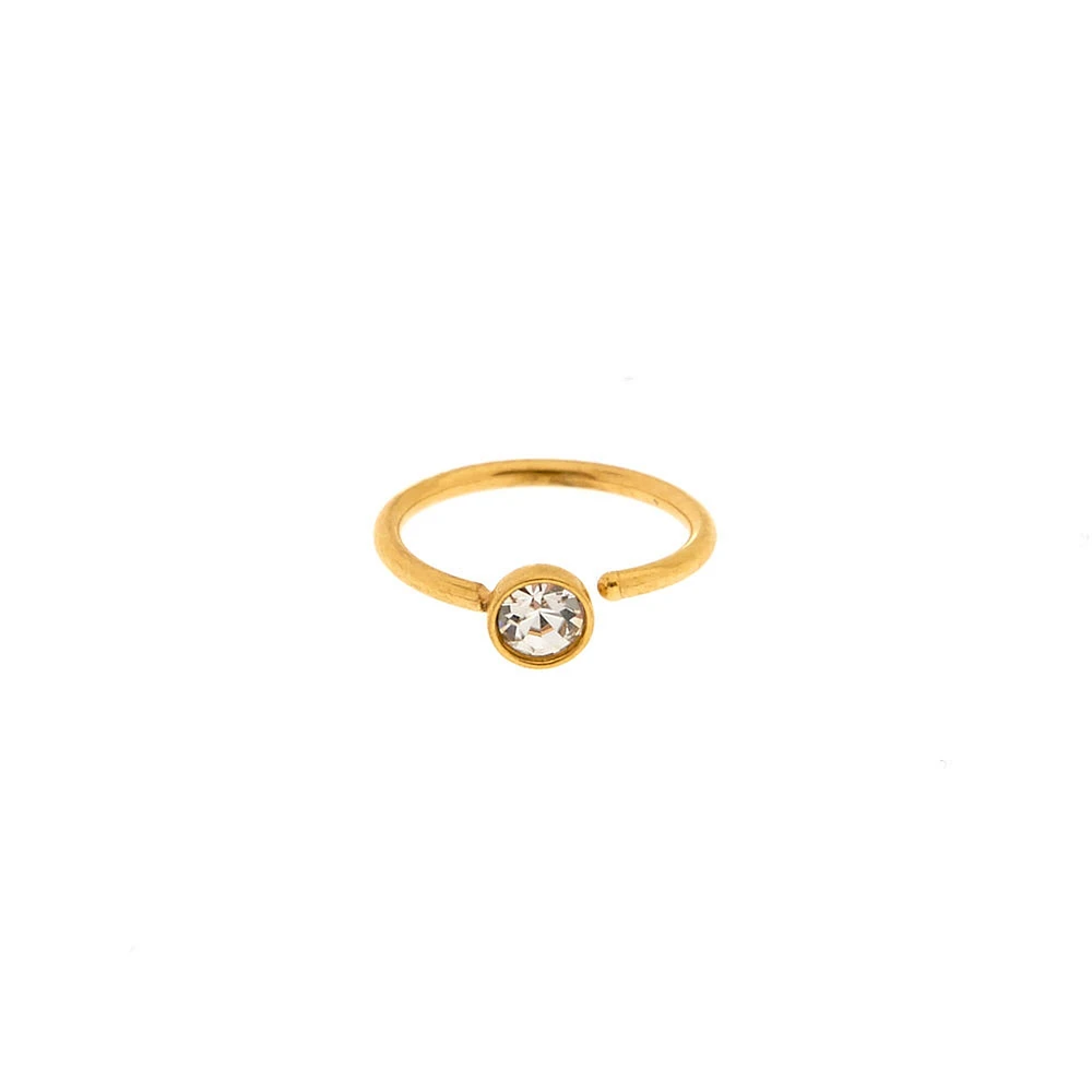 20G Gold-tone Stainless Steel Clear Crystal Nose Ring