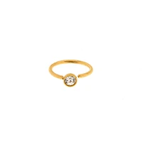 20G Gold-tone Stainless Steel Clear Crystal Nose Ring