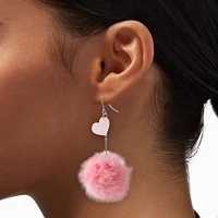 Pink Heart Glow in the Dark Pom Pom 3'' Drop Earrings