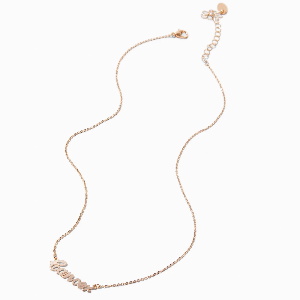 Gold-tone Script Zodiac Pendant Necklace - Cancer 