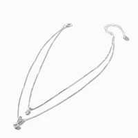 Silver-tone Double Cubic Zirconia & Pearl Multi-Strand Necklace 