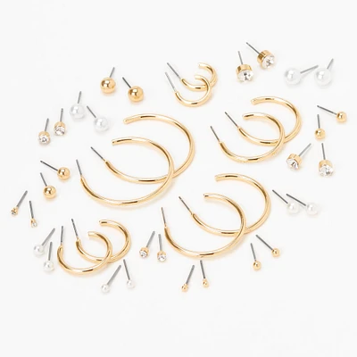 Gold Graduated Mixed Earrings - 20 Pack