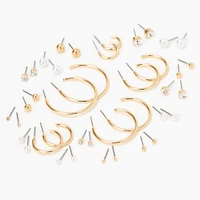 Gold Graduated Mixed Earrings - 20 Pack