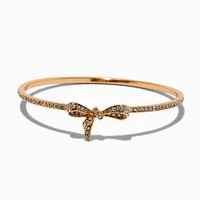 Gold-tone Cubic Zirconia Bow Bangle Bracelet 