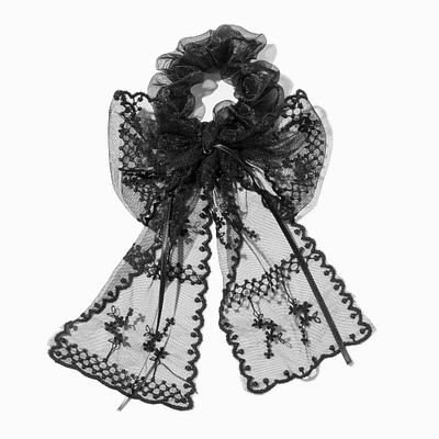 Black Lace Hair Bow Scrunchie