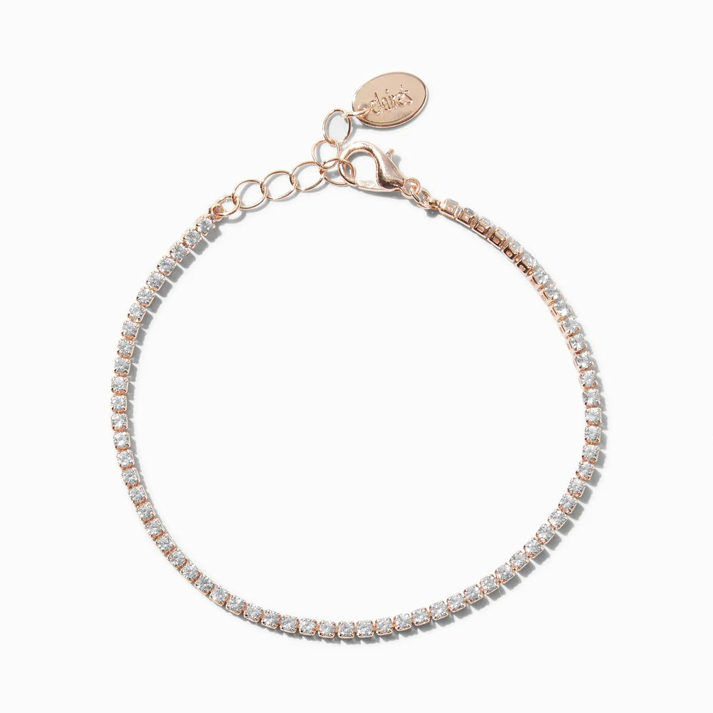 Rose Gold-tone Cubic Zirconia Tiny Tennis Bracelet