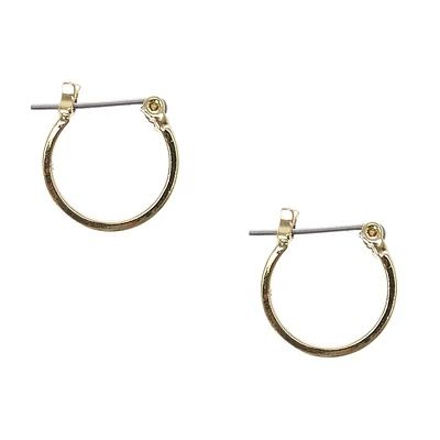 Gold-tone Square Edge 15mm Hoop Earrings
