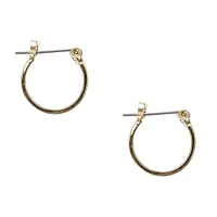 Gold-tone Square Edge 15mm Hoop Earrings