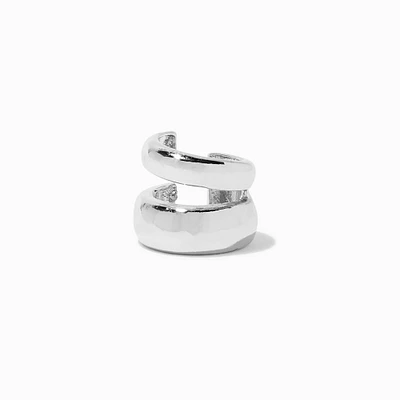 Silver-tone Double Thick Ear Cuff