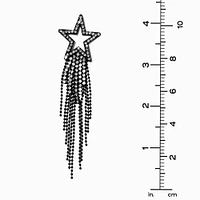 Black Crystal Star Fringe 4" Drop Earrings 