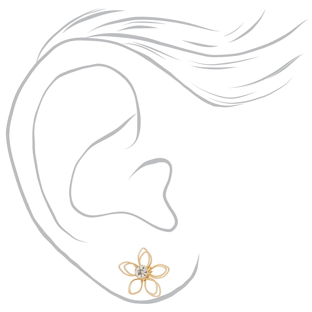Mixed Metal Wired Flower Stud Earrings