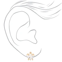 Gold-tone Cubic Zirconia 8mm Turtle Stud Earrings