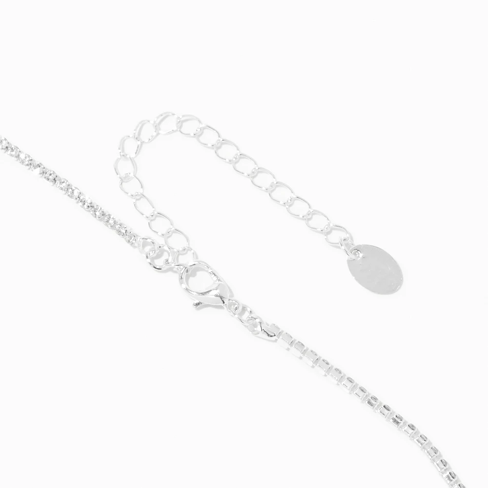 Silver Crystal Scalloped Shirt Neck Jewelry Set - 2 Pack