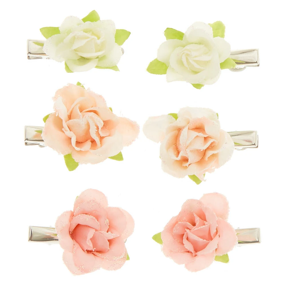Claire's Club Floral Glitter Hair Clips - 6 Pack