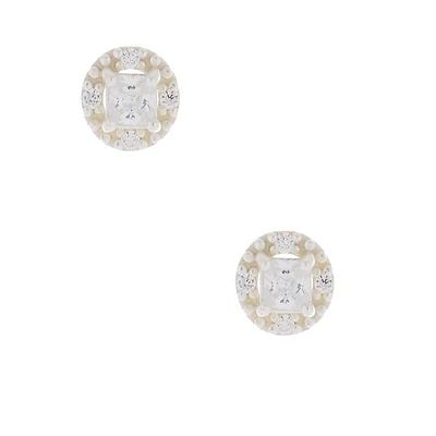 C LUXE by Claire's Sterling Silver Cubic Zirconia 3mm Square Halo Stud Earrings