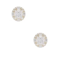 C LUXE by Claire's Sterling Silver Cubic Zirconia 3mm Square Halo Stud Earrings