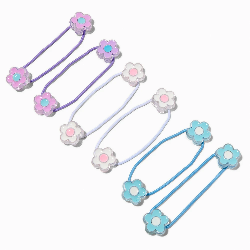 Claire's Club Pastel Flower Charm Hair Ties - 6 Pack
