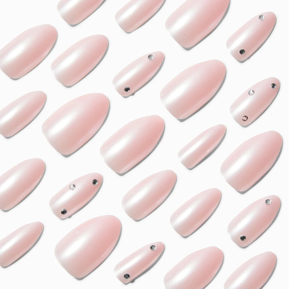 Chrome Gem Stiletto Vegan Faux Nail Set - 24 Pack