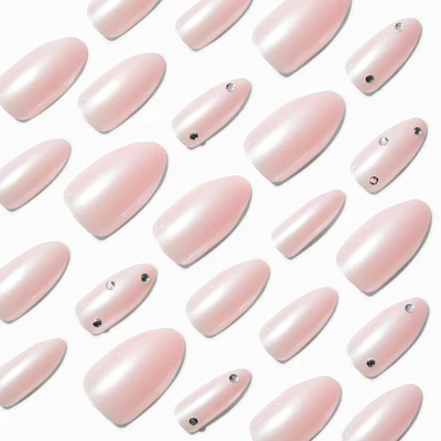 Chrome Gem Stiletto Vegan Faux Nail Set - 24 Pack