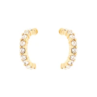 C LUXE by Claire's 18kt Gold Plated Crystal Half Hoop Earrings
