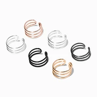 Mixed Metal Wire Ear Cuffs - 6 Pack