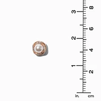 Rose Gold-tone Pearl & Crystal Halo Stud Earrings